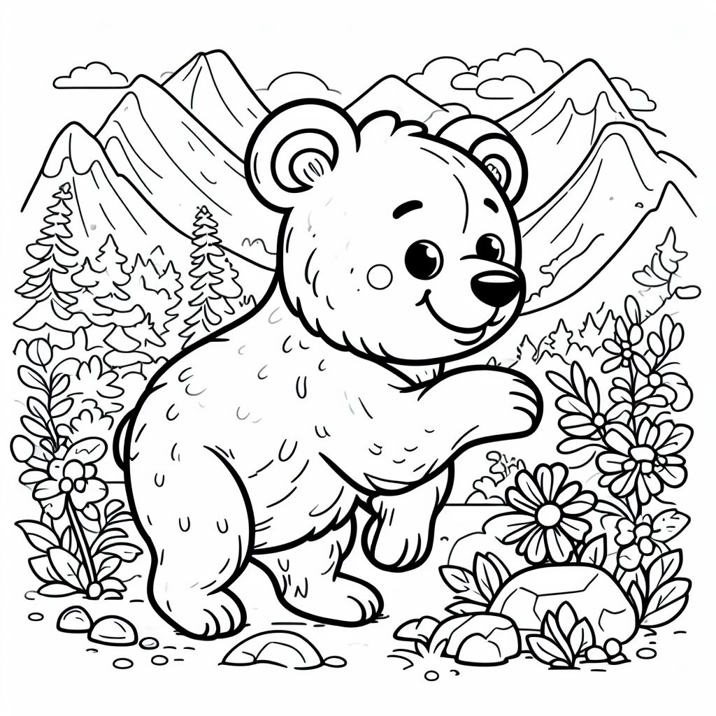 Ausmalbild - Süßer Bär