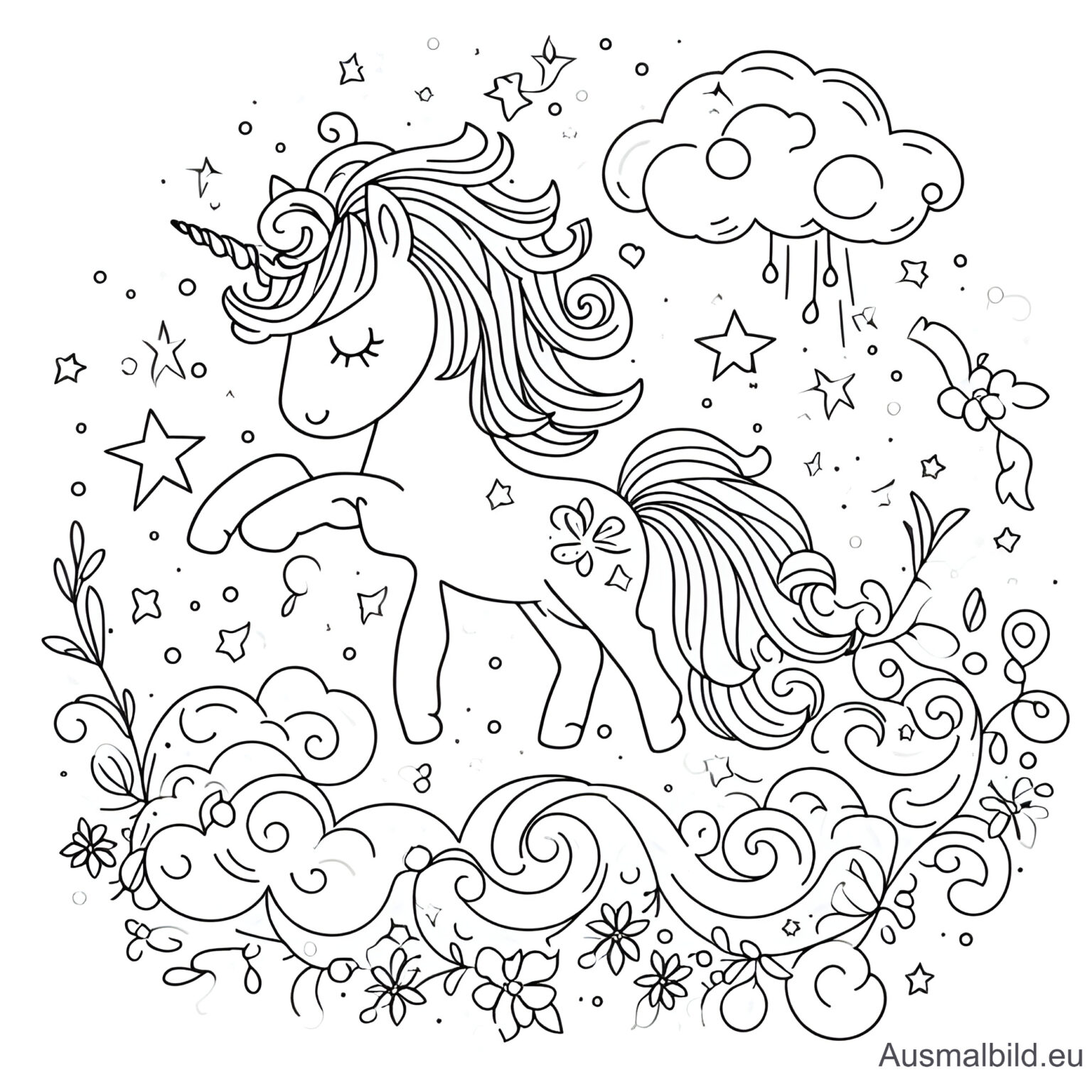 Süßes Einhorn - Ausmalbild.eu