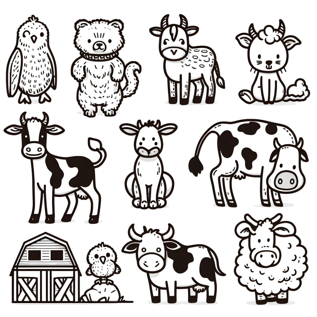  Bauernhoftiere - Ausmalbild.eu Illustration 