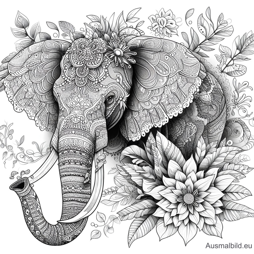  Elefant Mandala - Ausmalbild.eu 