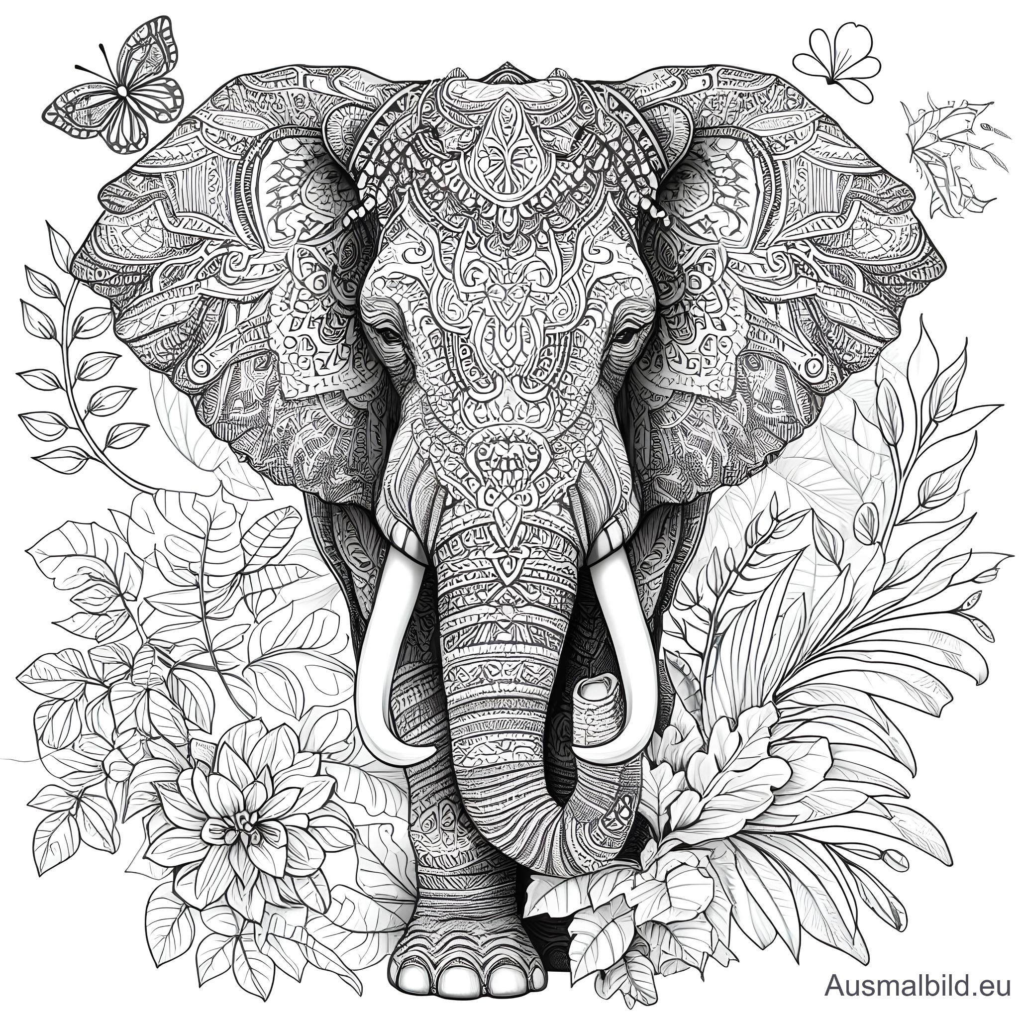 Ausmalbild - Elefant Mandala 2