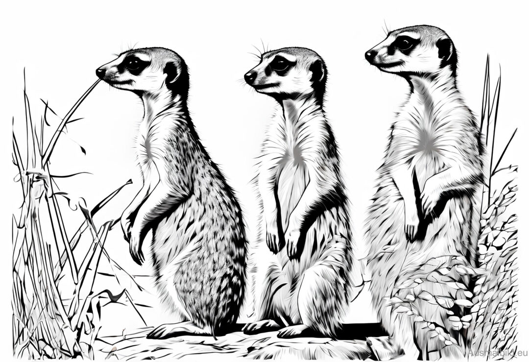  Erdmännchengruppe - Ausmalbild.eu 