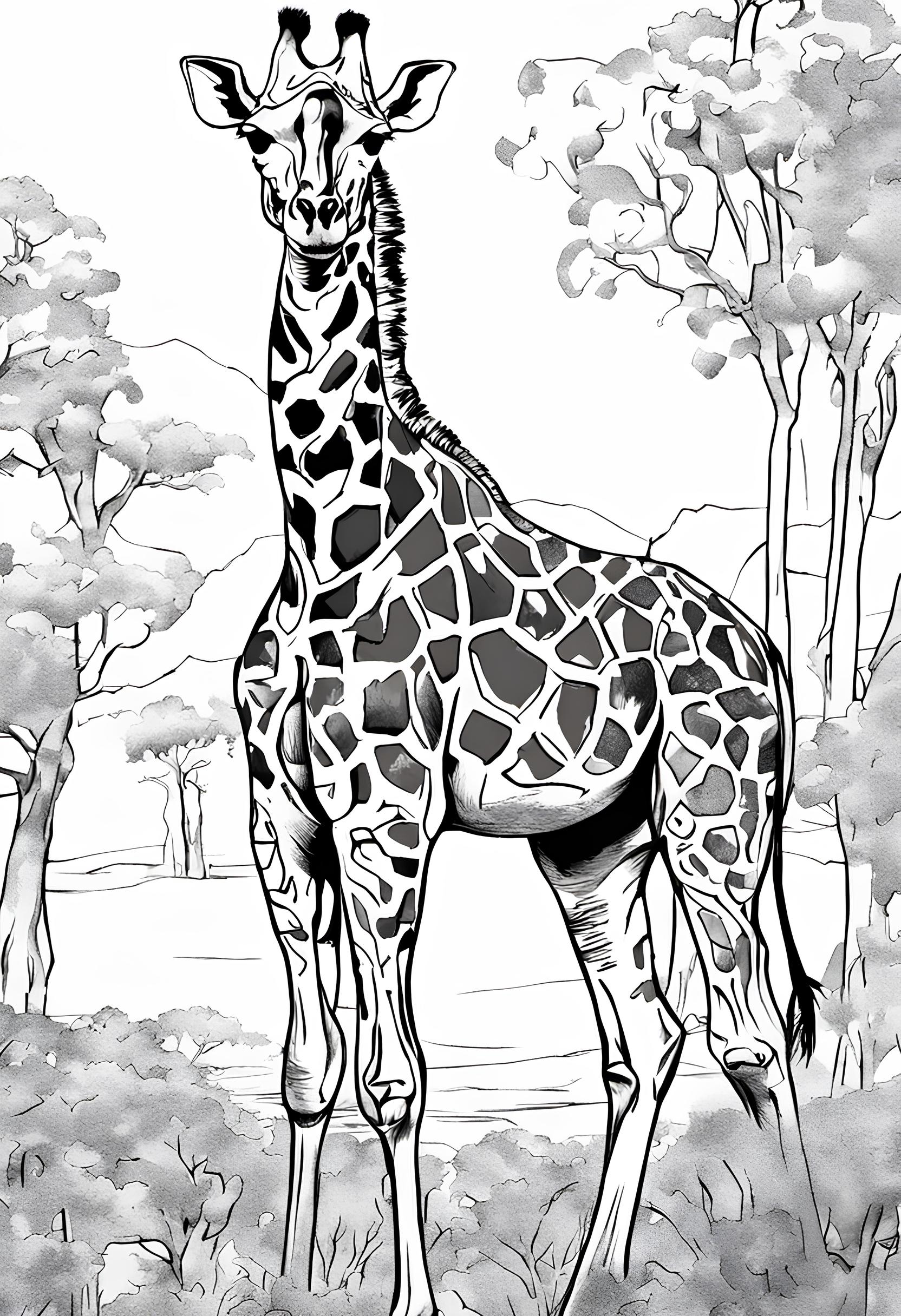 Ausmalbild: Giraffe