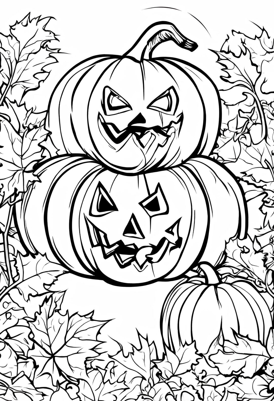  Halloween Kürbisse - Ausmalbild.eu Motiv 