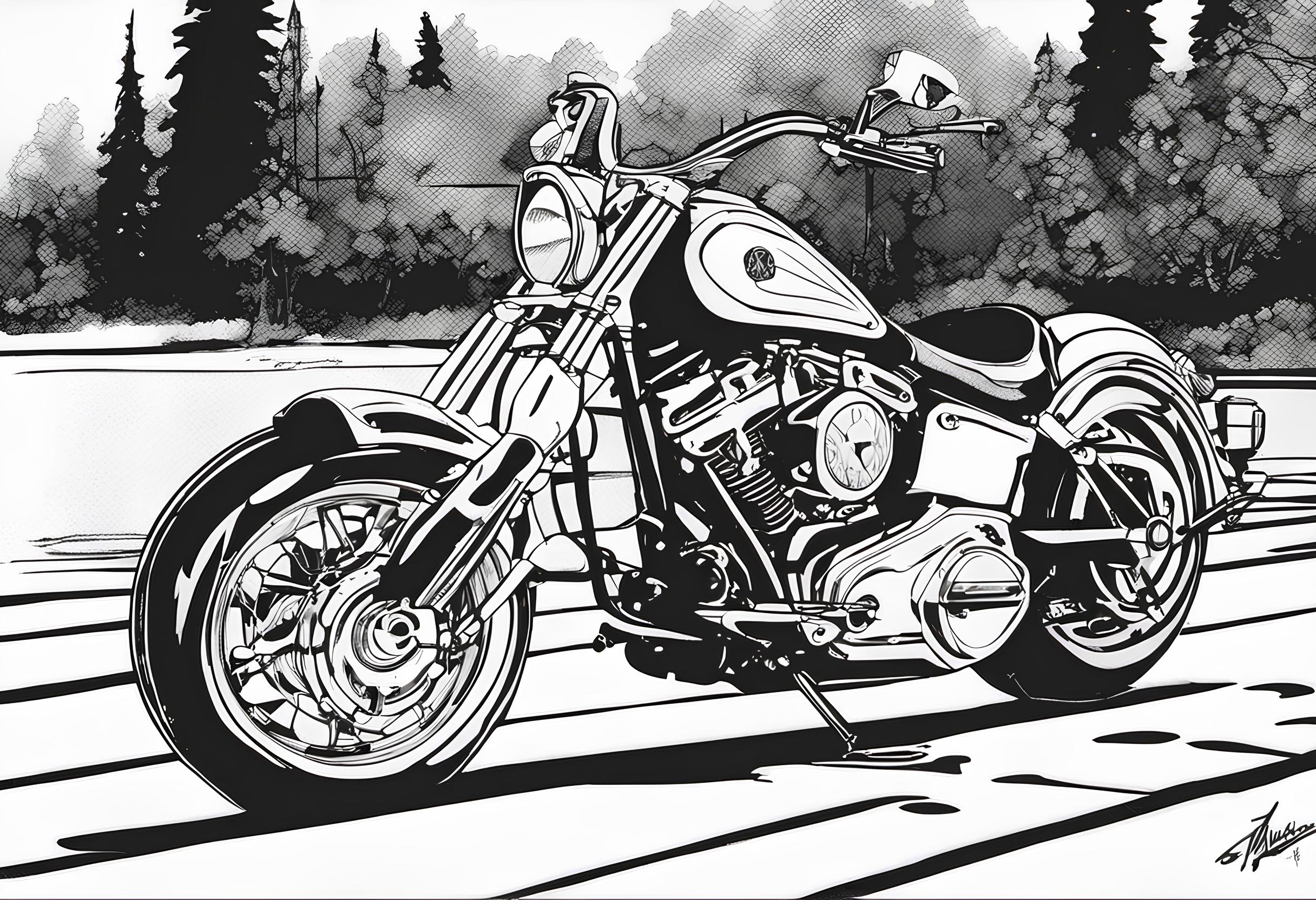 Ausmalbild: Motorrad