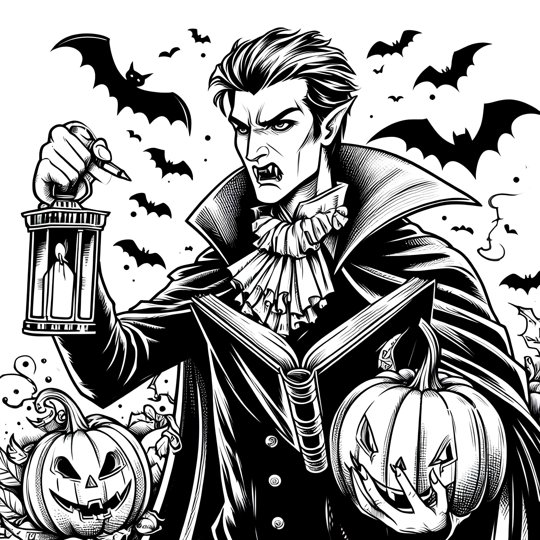 Ausmalbild: Halloween Vampir