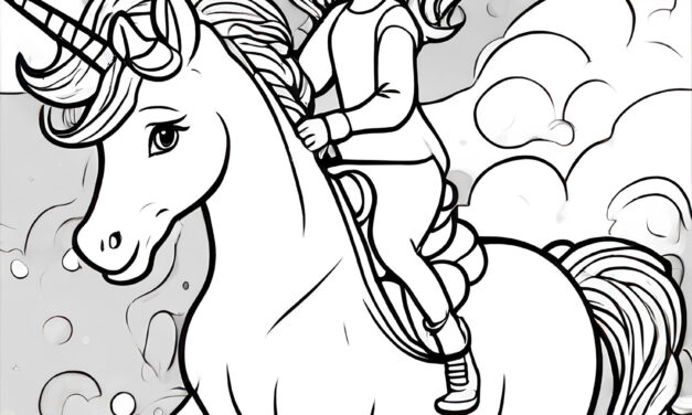 Young girl riding a unicorn