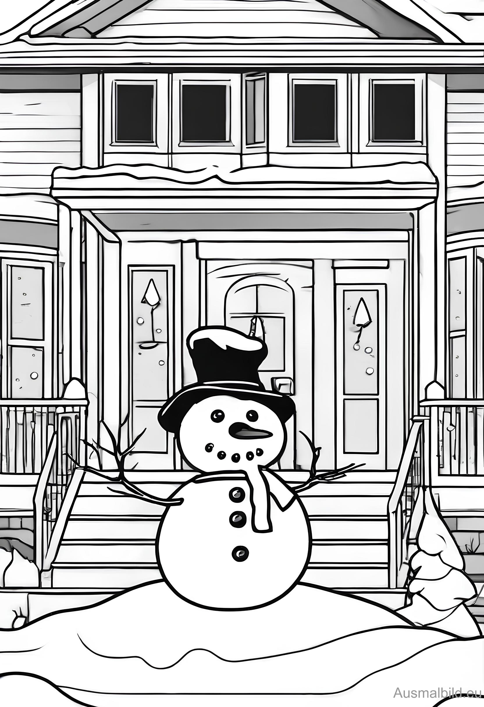 Schneemann vor dem Haus