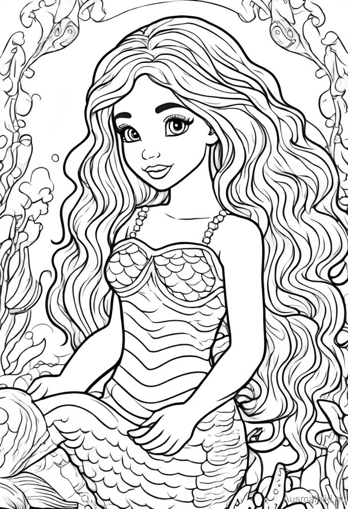  Süße Meerjungfrau - Ausmalbild.eu Motiv 
