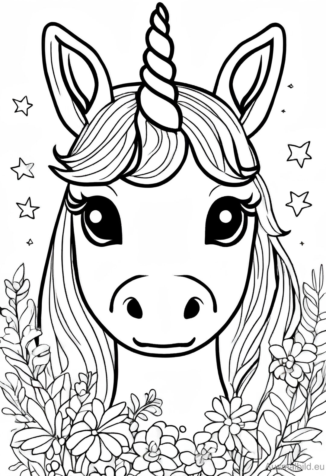Süßes Einhorn 2 - Fantasy - Ausmalbild.de