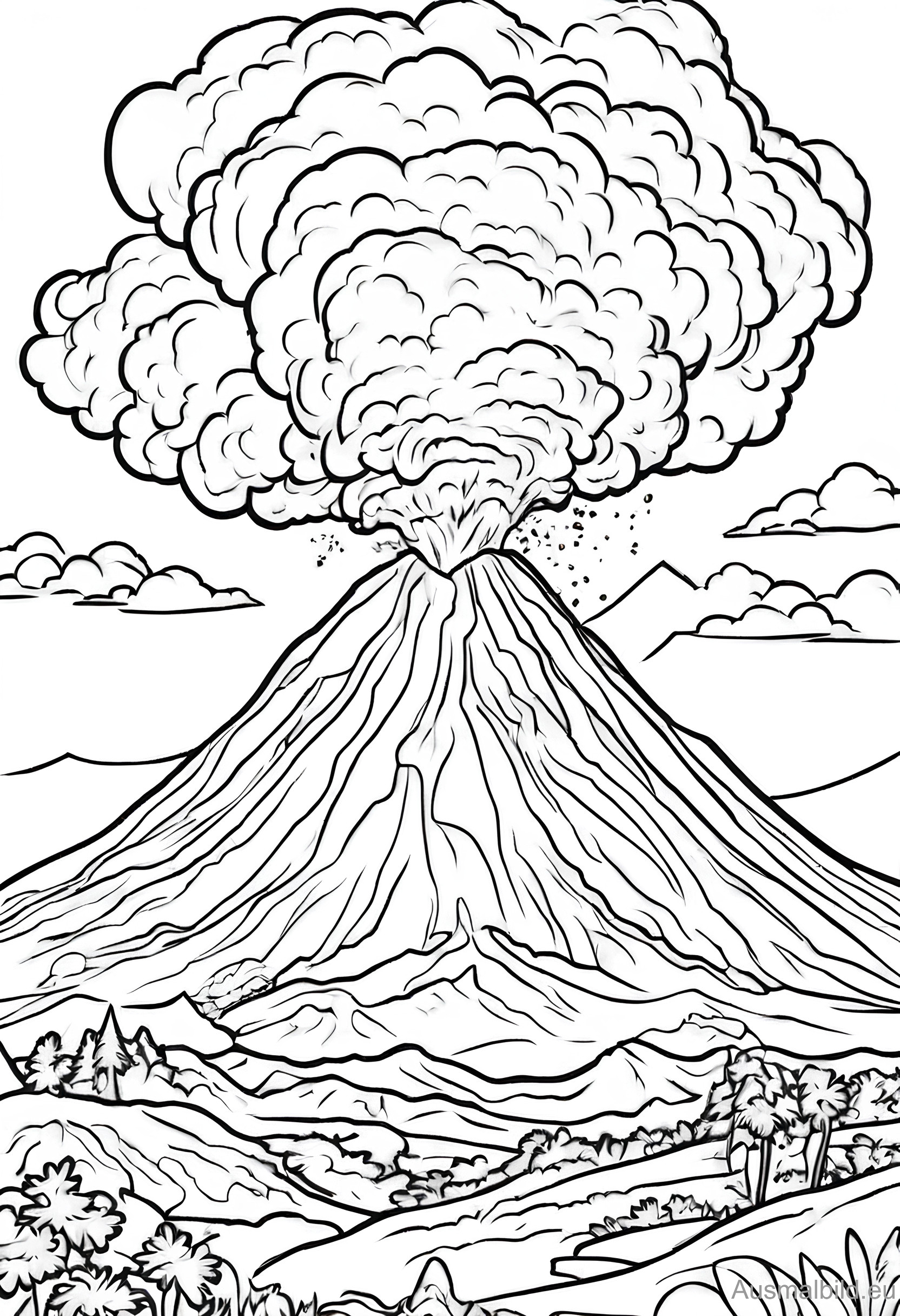 Ausmalbild: Vulkanausbruch