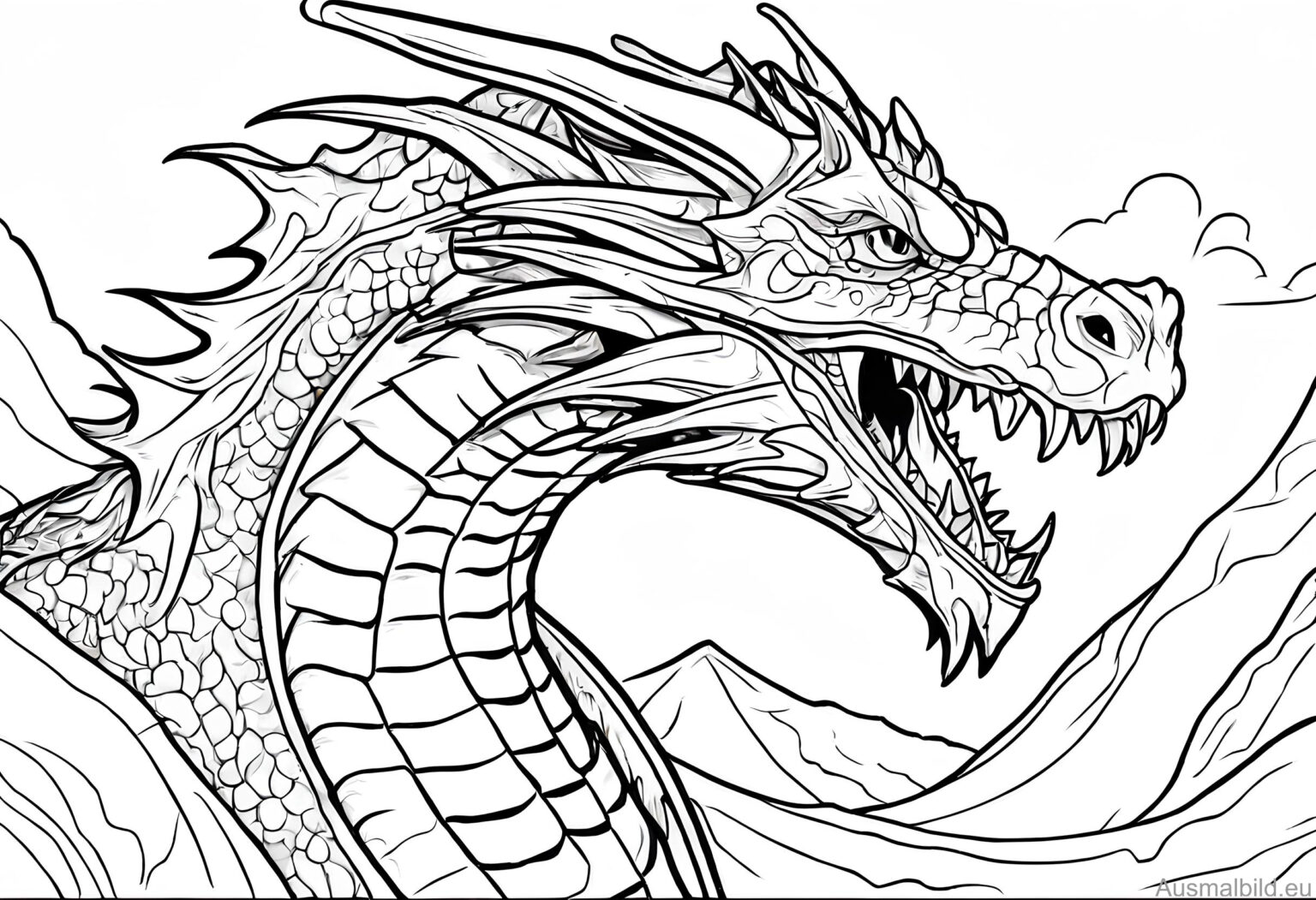 Kopf des Drachen - Ausmalbild.eu