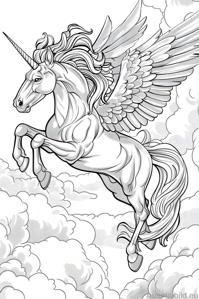 Fliegender Einhorn-Pegasus - Ausmalbild.eu