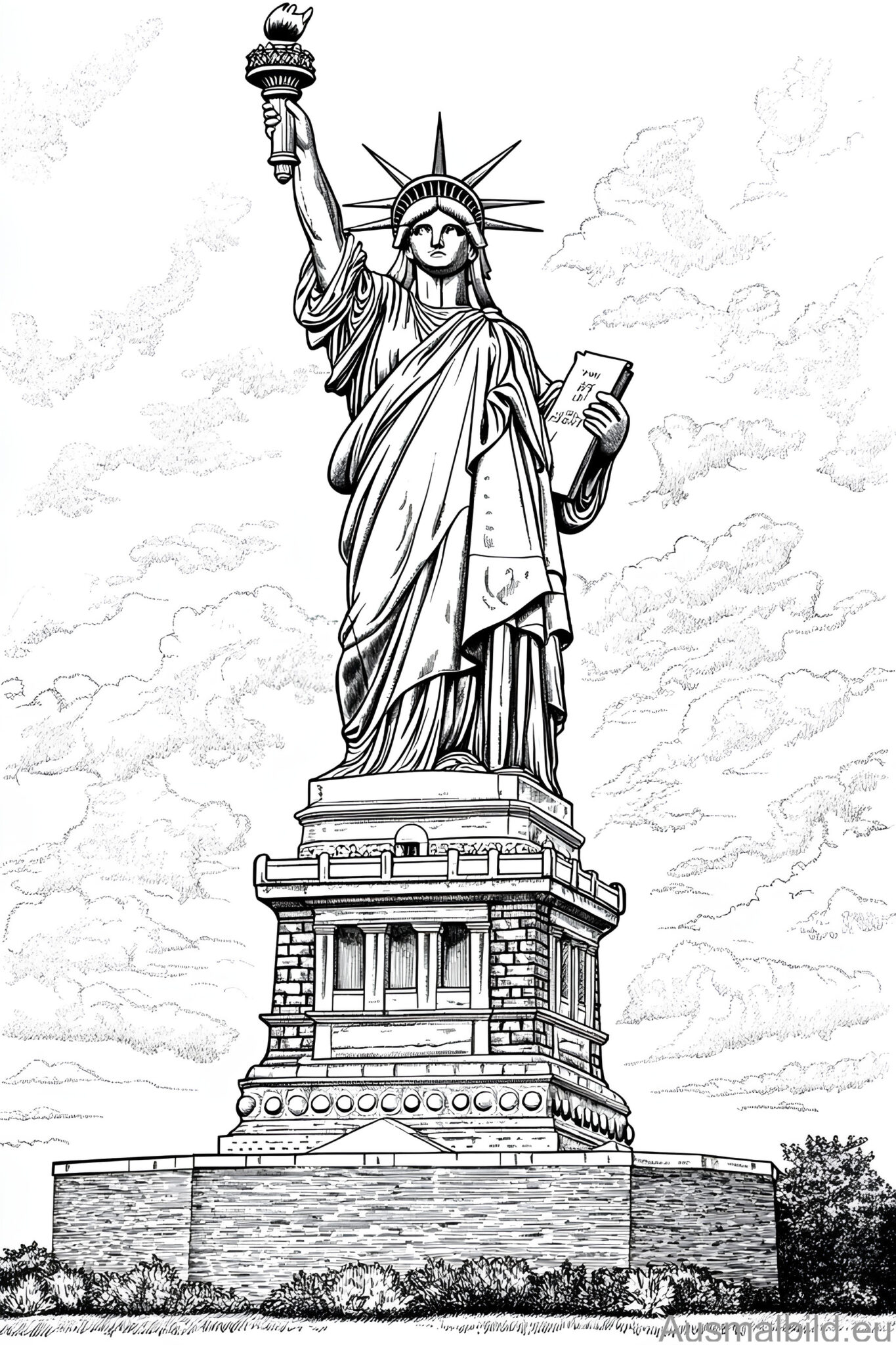 Freiheitsstatue 2 - Orte - Ausmalbild.eu