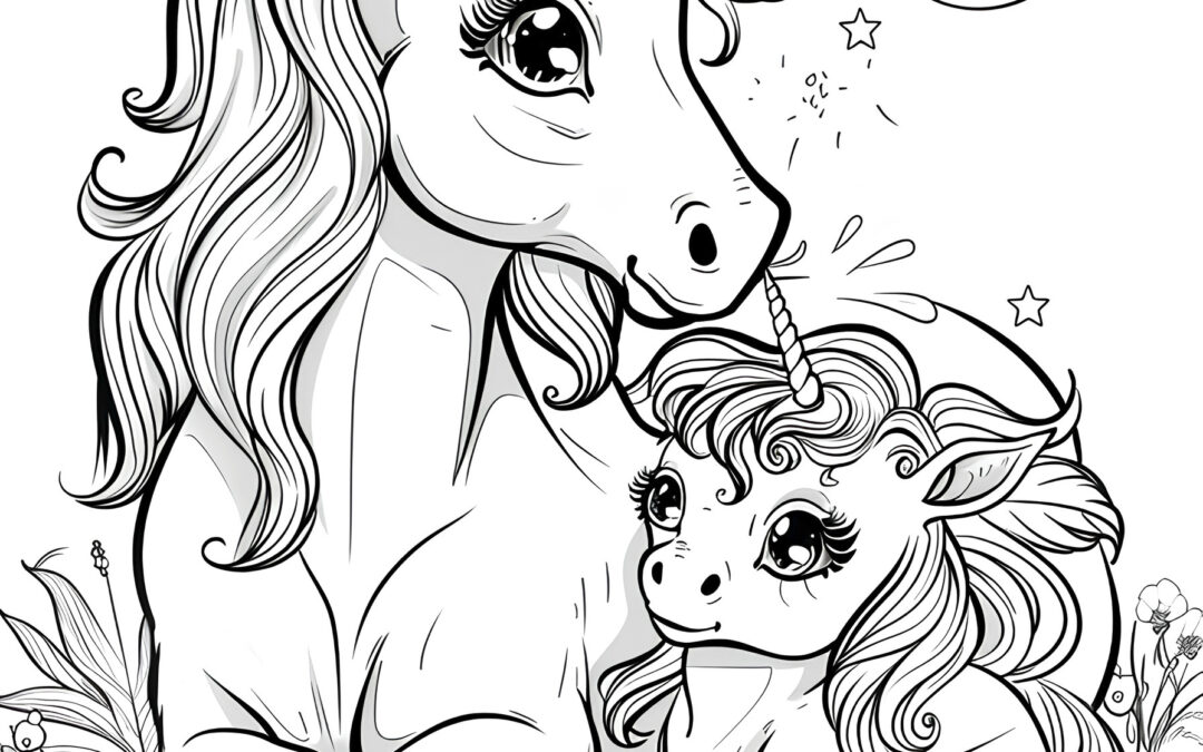 Unicorn mother with her child