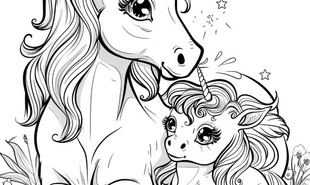 Unicorn mother with her child