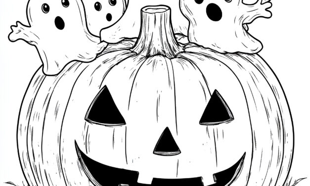 Ghosts on Halloween pumpkin