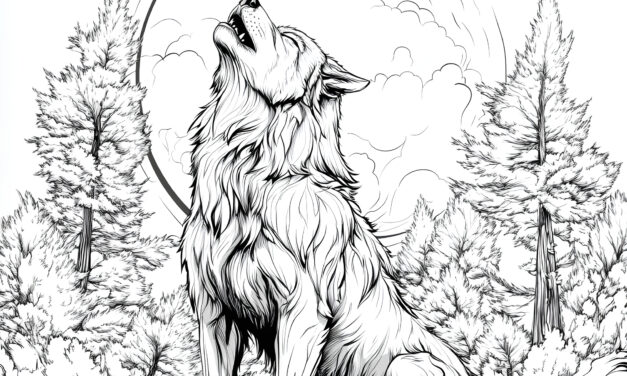 Wolf howls at the moon