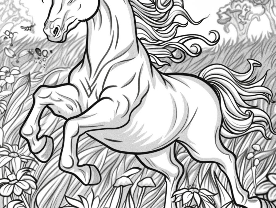 Unicorn gallops through tall grass