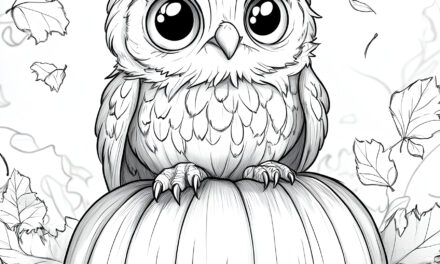 Halloween owl sits on the pumpkin