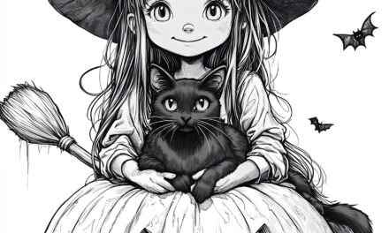 Sweet witch on the pumpkin