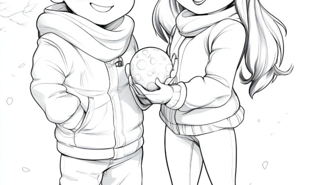 Children with snowball