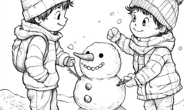 Children build a snowman