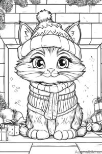 Weihnachtskatze - Ausmalbild.eu