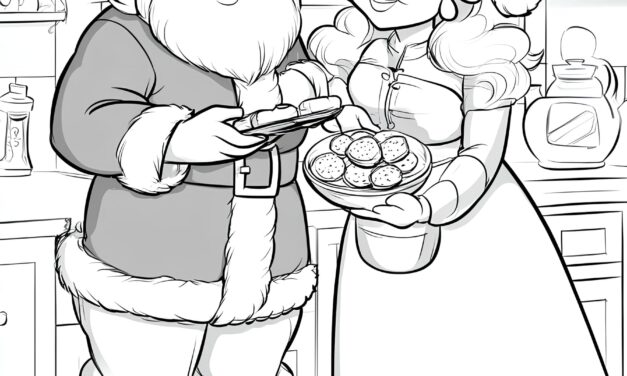 Santa and his wife bake cookies