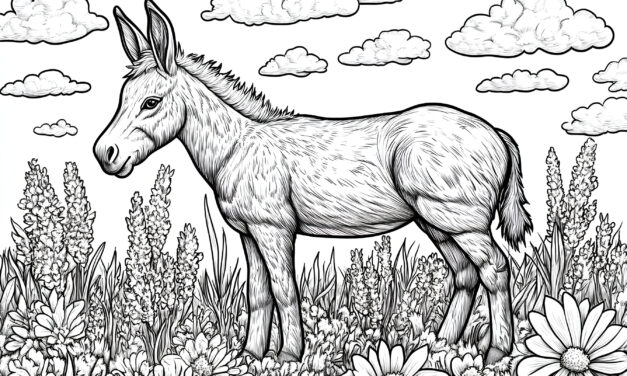 Donkey in the flower meadow