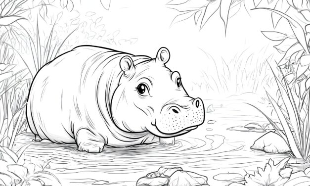 Small hippopotamus in the water