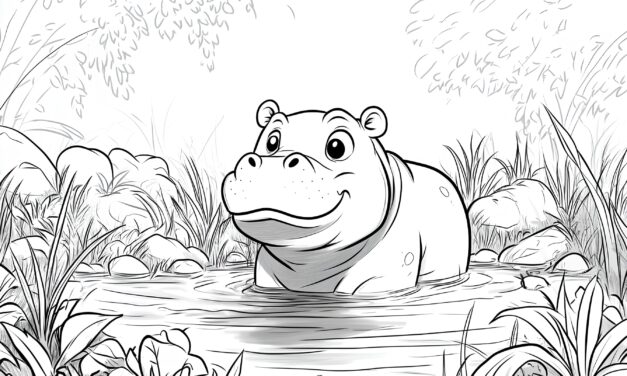 Small hippopotamus in the pond