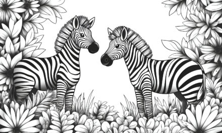 Zebras among flowers