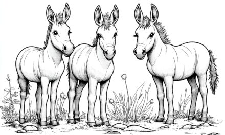 Three donkeys look