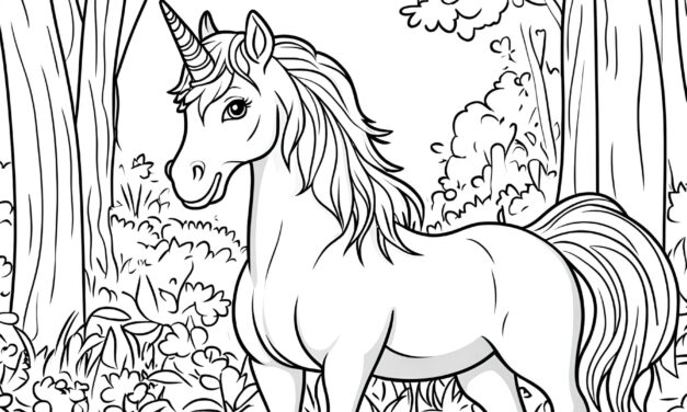 Unicorn standing in the forest