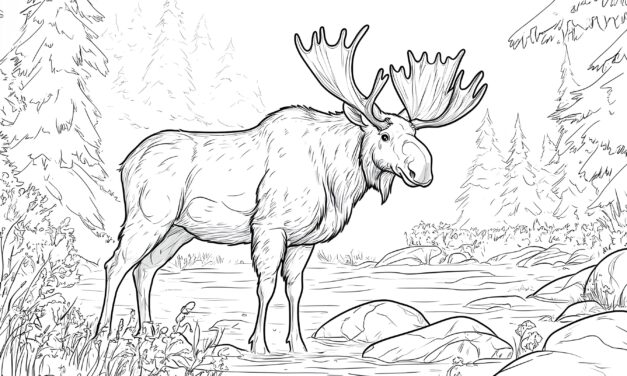 Moose by a stream