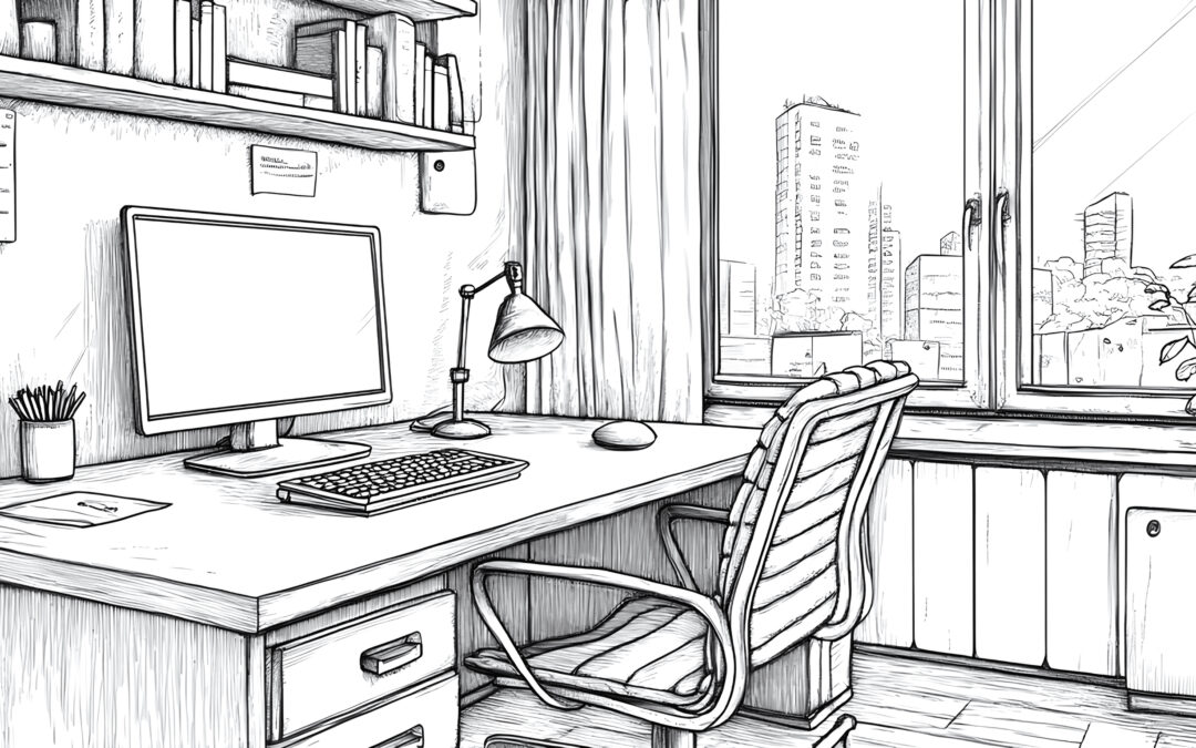 Home office coloring picture