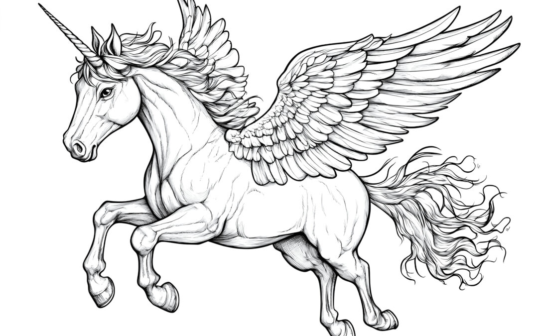 Einhorn Pegasus fliegt