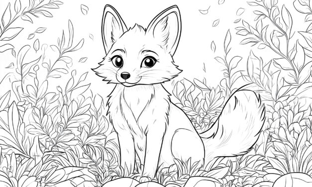 Fox sits in the forest