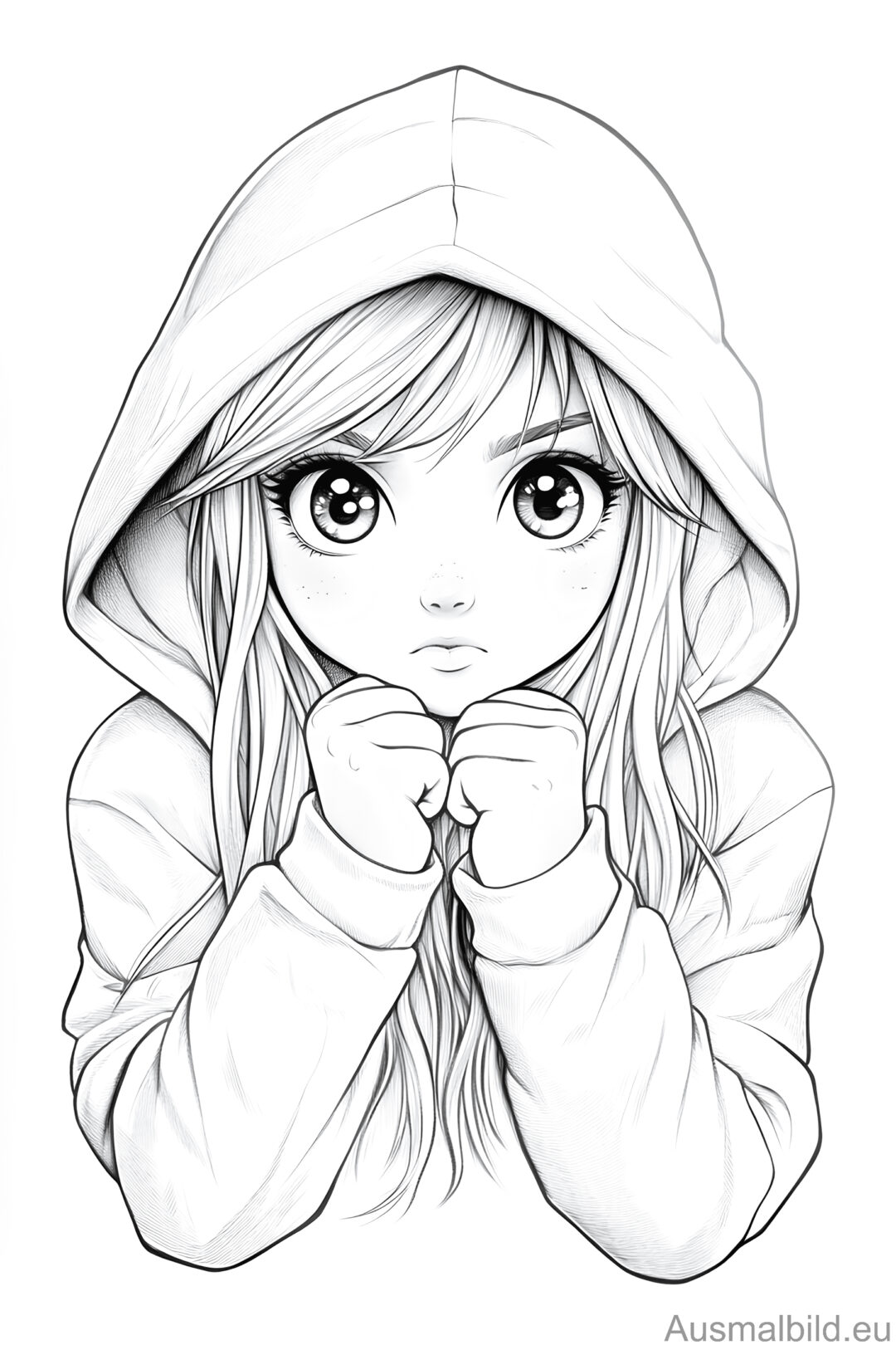 Gespanntes Anime Mädchen - Manga & Anime - Ausmalbild.eu