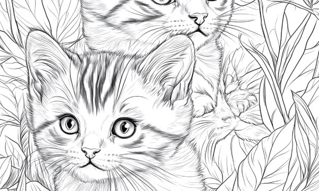 Zwei kleine Katzen schauen aus dem Busch