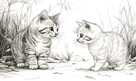 Two small cats in the garden