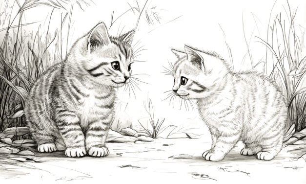 Zwei kleine Katzen im Garten
