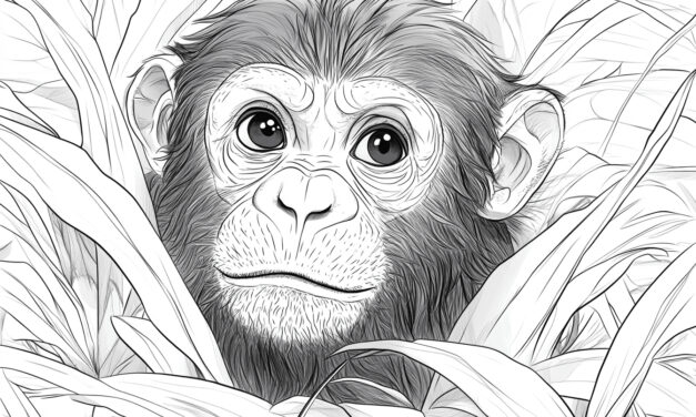 Monkey looks out of the thicket