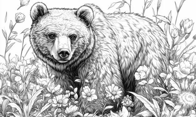 Bear Between Flowers