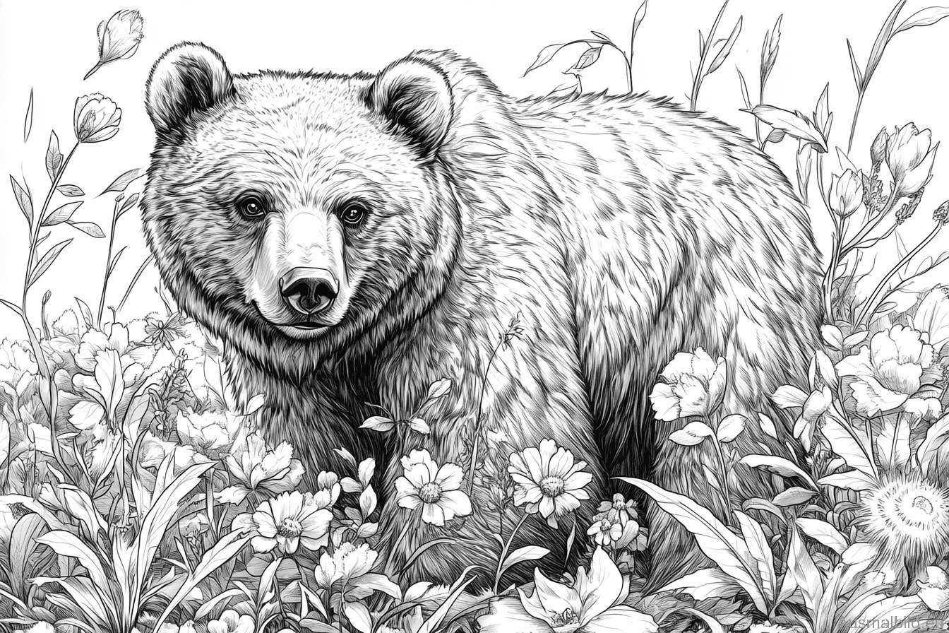 Bär zwischen Blumen Bär zwischen Blumen