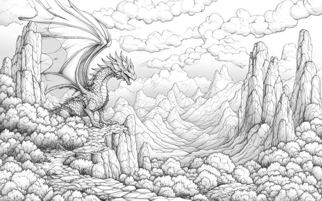 Drache in Fantasy-Landschaft