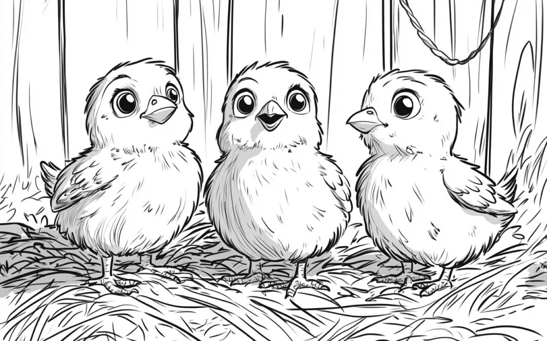 Three chicks in the straw