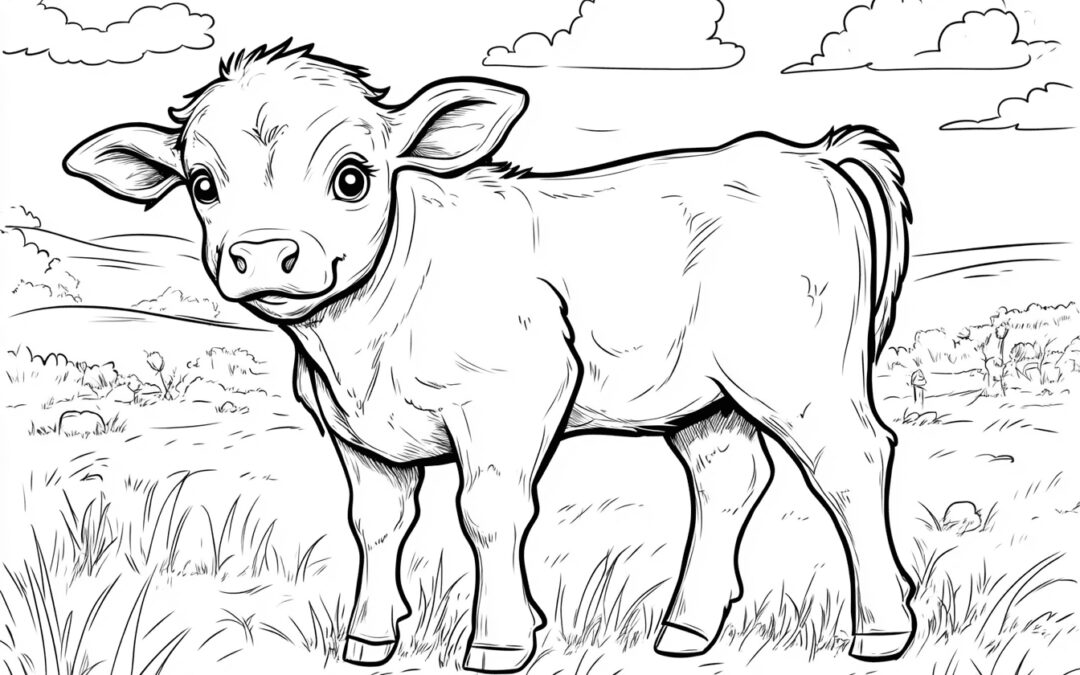 Cute little calf on the pasture