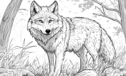 Wolf steht im Wald